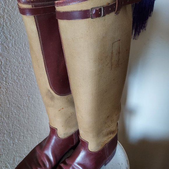 Ladies' vintage riding boots, canvas/leather - Picture 2 of 3